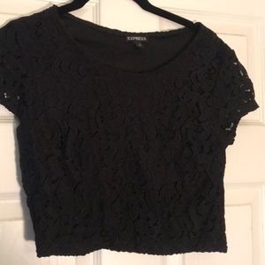 Black lace crop top - Express